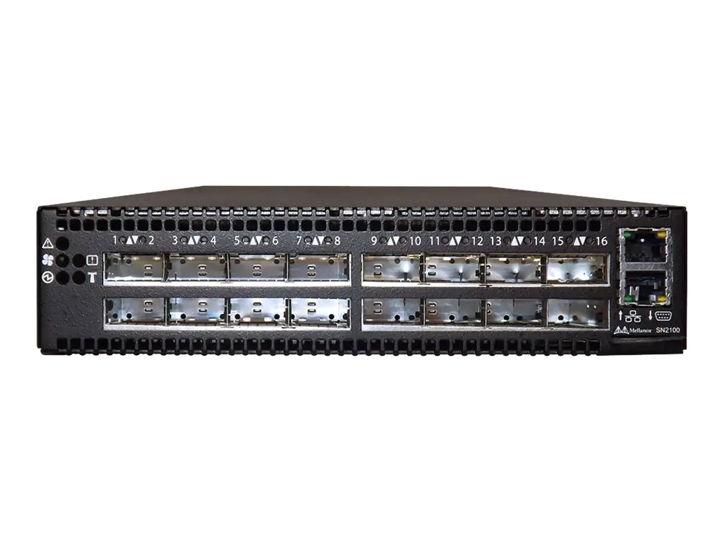 Mellanox Spectrum SN2100 - Switch - L3 - managed - 16 x 100 Gigabit QSFP28 - Luftstrom von vorne nach hinten - an Rack montierbar