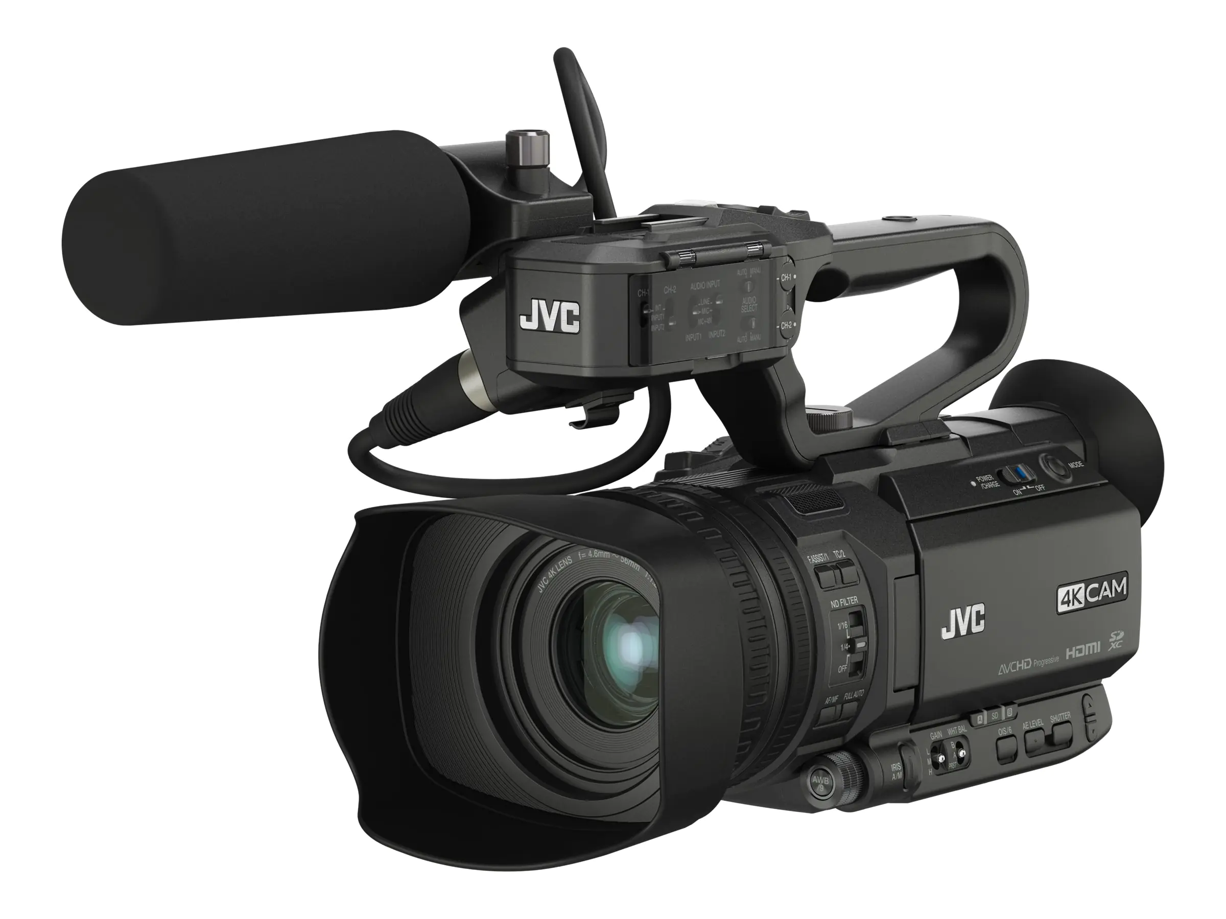 JVC/Taiyo Yuden 4KCAM GY-HM180E - Camcorder - 4K / 30 BpS - 12.4 MPix - 12x optischer Zoom - Flash-Karte