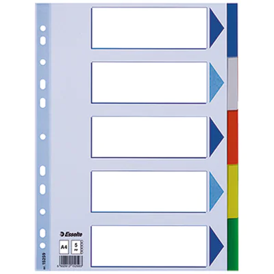 Esselte Register blanko 15259 DIN A4 5teilig PP h.blau/sortiert Esselte Register blanko 15259 DIN A4 5teilig PP h.blau/sortiert