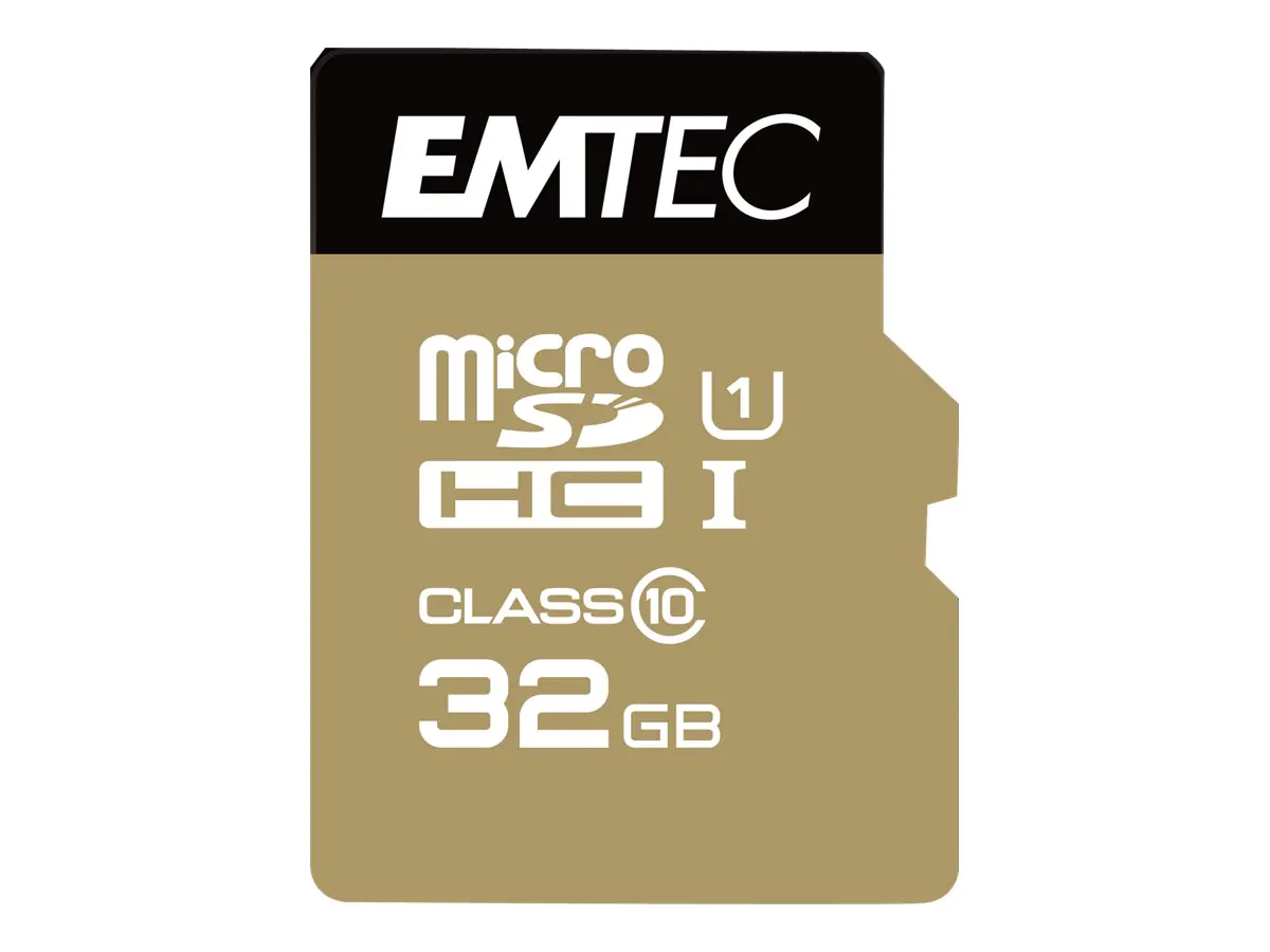 EMTEC Gold+ - Flash-Speicherkarte (SD-Adapter inbegriffen) - 32 GB - Class 10 - microSD - Gold