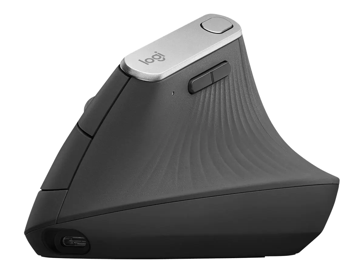 Logitech MX Vertical - Vertikale Maus - ergonomisch - optisch - 6 Tasten - kabellos, kabelgebunden - Bluetooth, 2.4 GHz - kabelloser Empfänger (USB) 910-005448