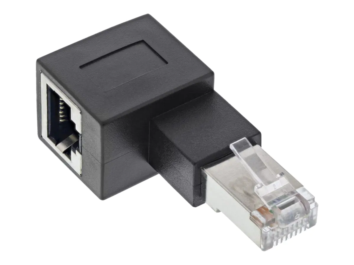 InLine - Netzwerkadapter - RJ-45 (W) gerade zu RJ-45 (M) links abgewinkelt - abgeschirmt - CAT 6a - gewinkelt - Schwarz