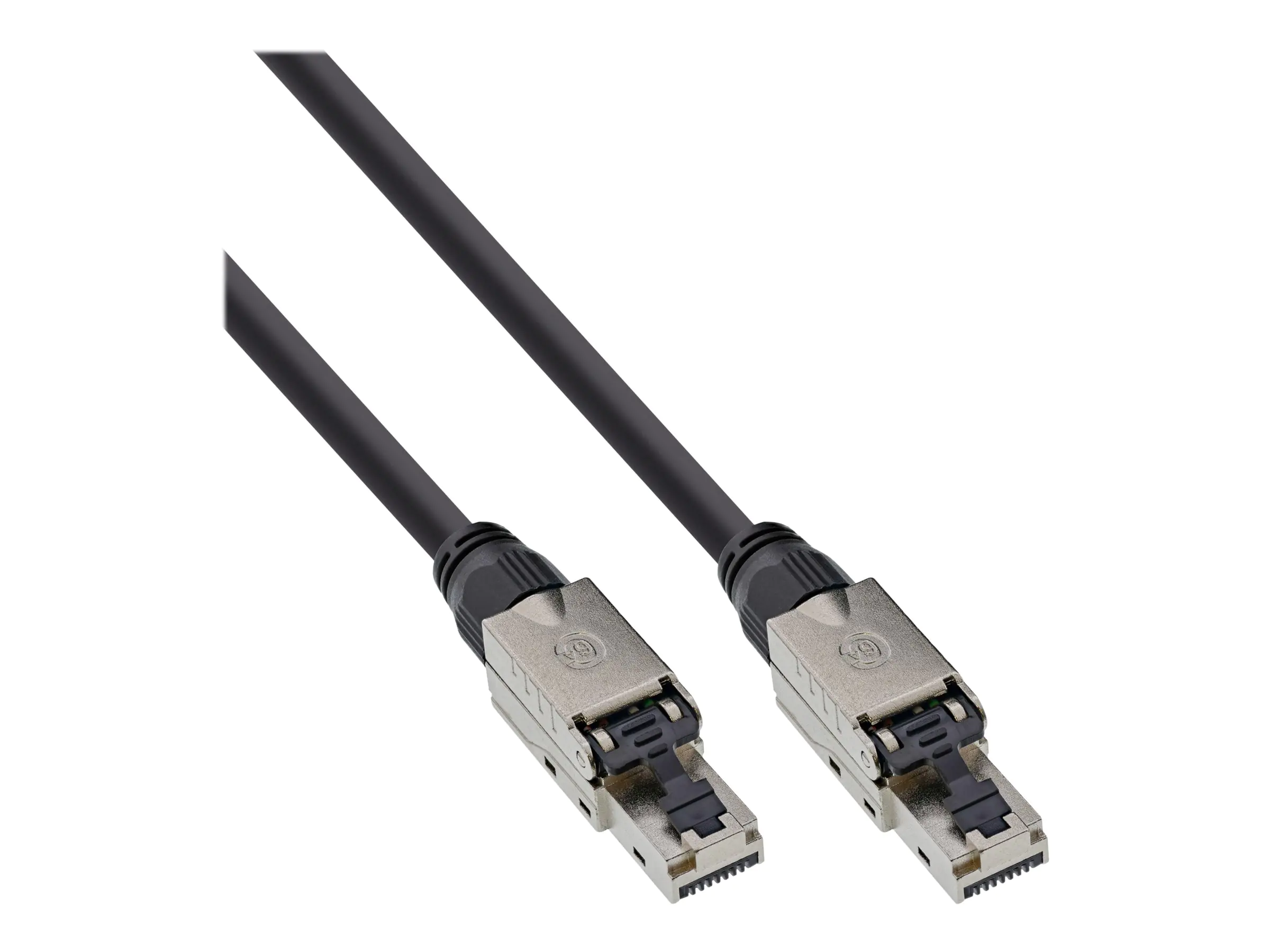 InLine - Patch-Kabel - RJ-45 (M) schraubbar zu RJ-45 (M) schraubbar - 40 m - 7.6 mm - UTP - CAT 6a - halogenfrei, ohne Haken, 4K30Hz Support (HDBaseT) - Schwarz