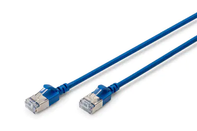 Digitus - Patch-Kabel - RJ-45 (M) zu RJ-45 (M) - 2 m - 3.8 mm - F/FTP - CAT 6a - IEEE 802.3 - schmal, halogenfrei - Blau