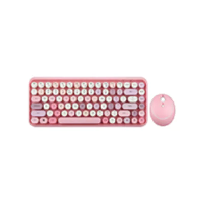 Perixx PERIDUO-713 DE Mini Tastatur und Maus Set Retro Vintage Design rosa