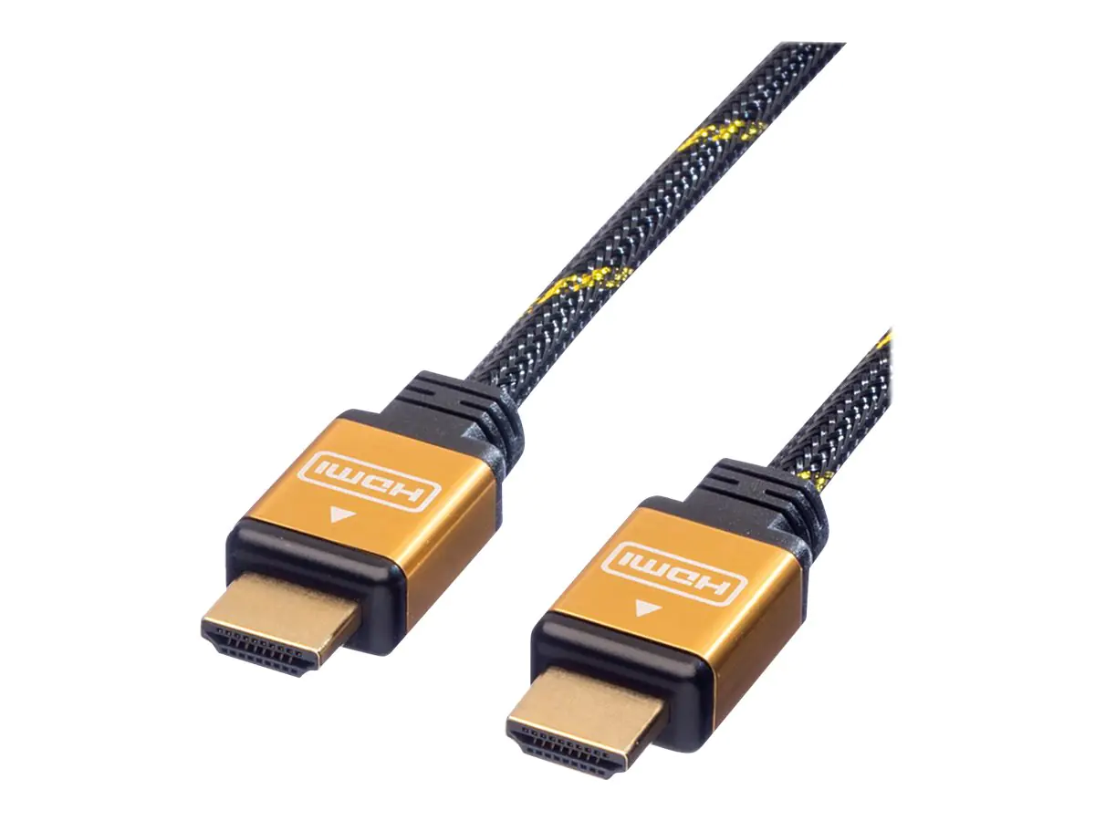 Roline Gold HDMI High Speed Cable - HDMI-Kabel - HDMI männlich zu HDMI männlich - 15 m - Doppelisolierung - Schwarz, Gold
