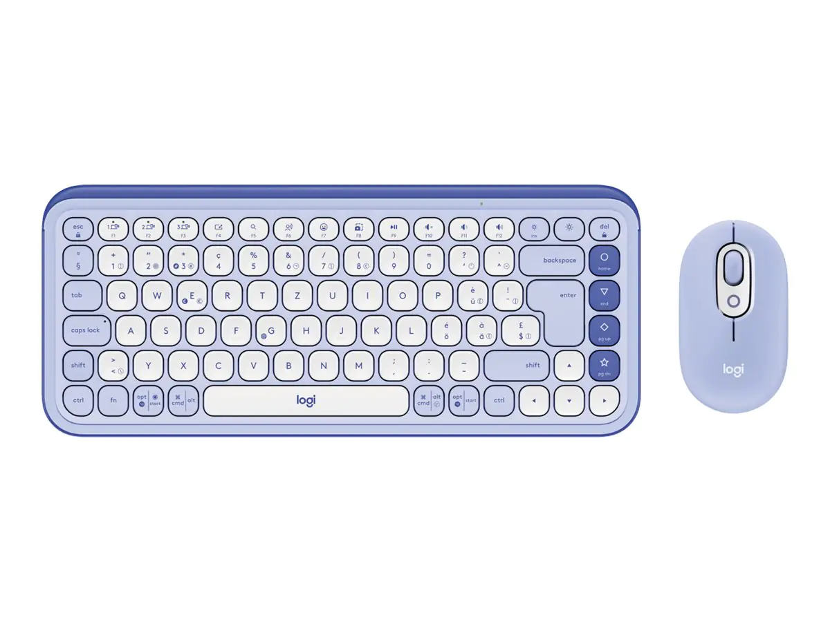 Logitech POP Icon Combo - Tastatur-und-Maus-Set - kabellos - Bluetooth LE - QWERTZ - Schweiz - fliederfarben , Off-White