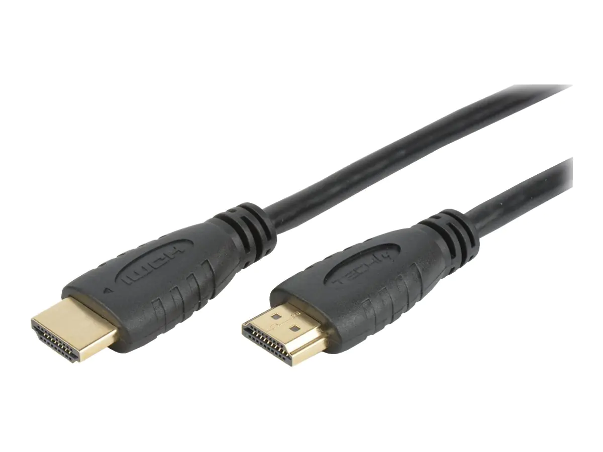 TECHly - HDMI-Kabel mit Ethernet - HDMI männlich zu HDMI männlich - 6 m - Doppelisolierung - Schwarz - geformt