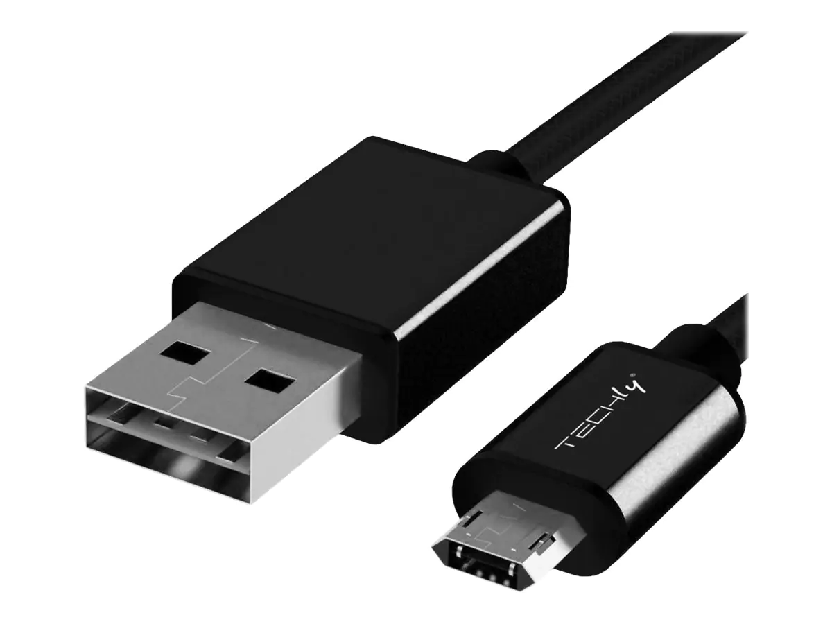 TECHly - USB-Kabel - USB (M) umkehrbar zu Micro-USB Typ B (M) umkehrbar - USB 2.0 - 1 m - Schwarz