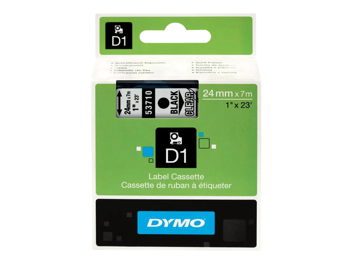 DYMO D1 - Selbstklebend - Schwarz auf Transparent - Rolle (2,4 cm x 7 m) 1 Kassette(n) Etikettenband - für LabelMANAGER 360, 400, 420, 450, 500, PC, PC2, Wireless PnP; LabelPOINT 300, 350 DYMO D1 - Selbstklebend - Schwarz auf Transparent - Rolle (2,4 cm x 7 m) 1 Kassette(n) Etikettenband - für LabelMANAGER 360, 400, 420, 450, 500, PC, PC2, Wireless PnP; LabelPOINT 300, 350