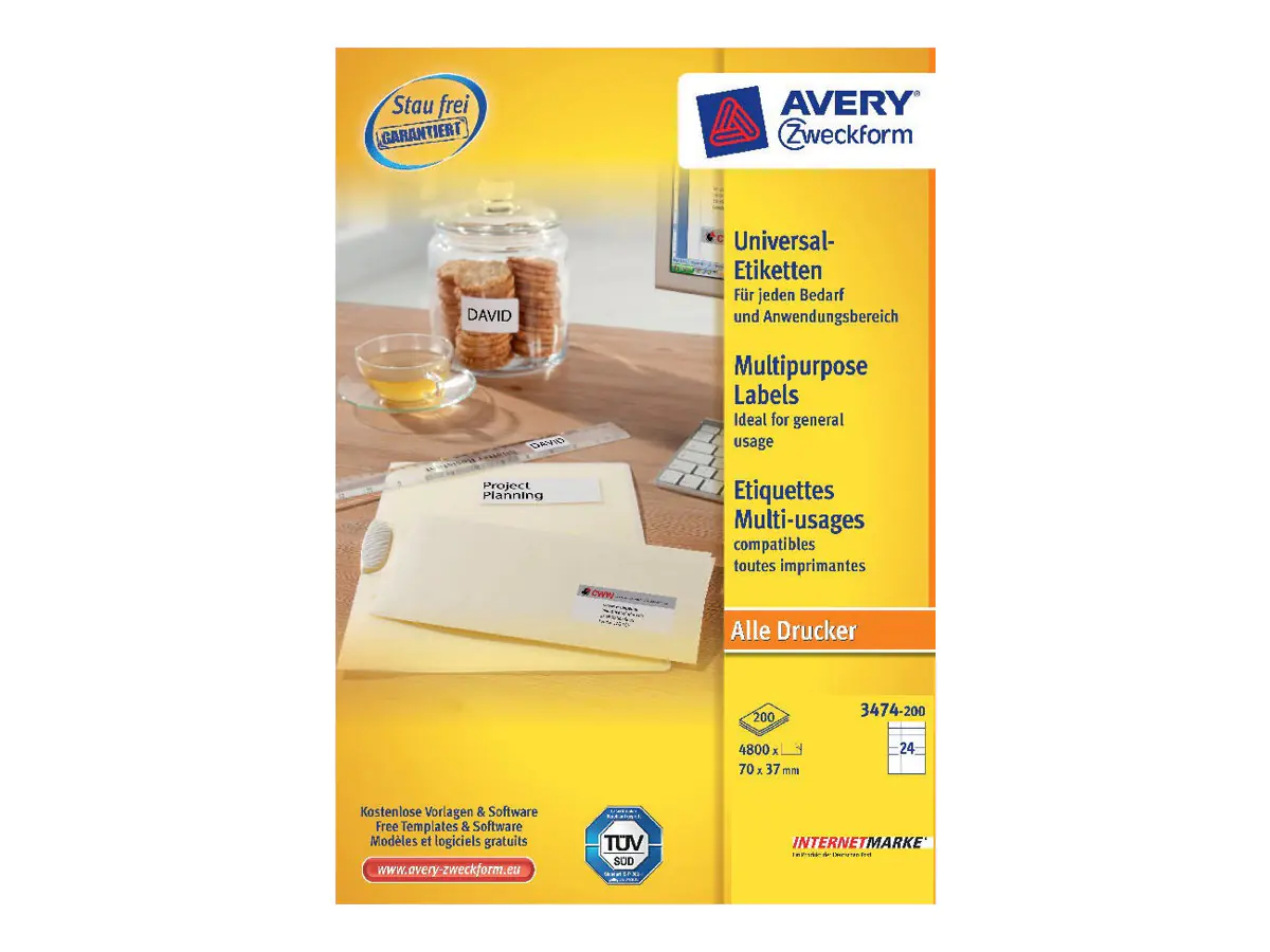 Avery Zweckform Etikett 3474-200 70x37mm weiß 5.280 St./Pack.