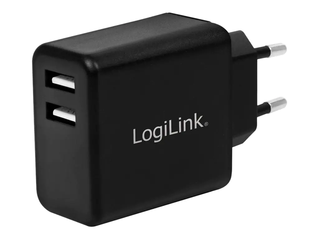 LogiLink - Netzteil - 12 Watt - 2.4 A - 2 Ausgabeanschlussstellen (USB) - Schwarz