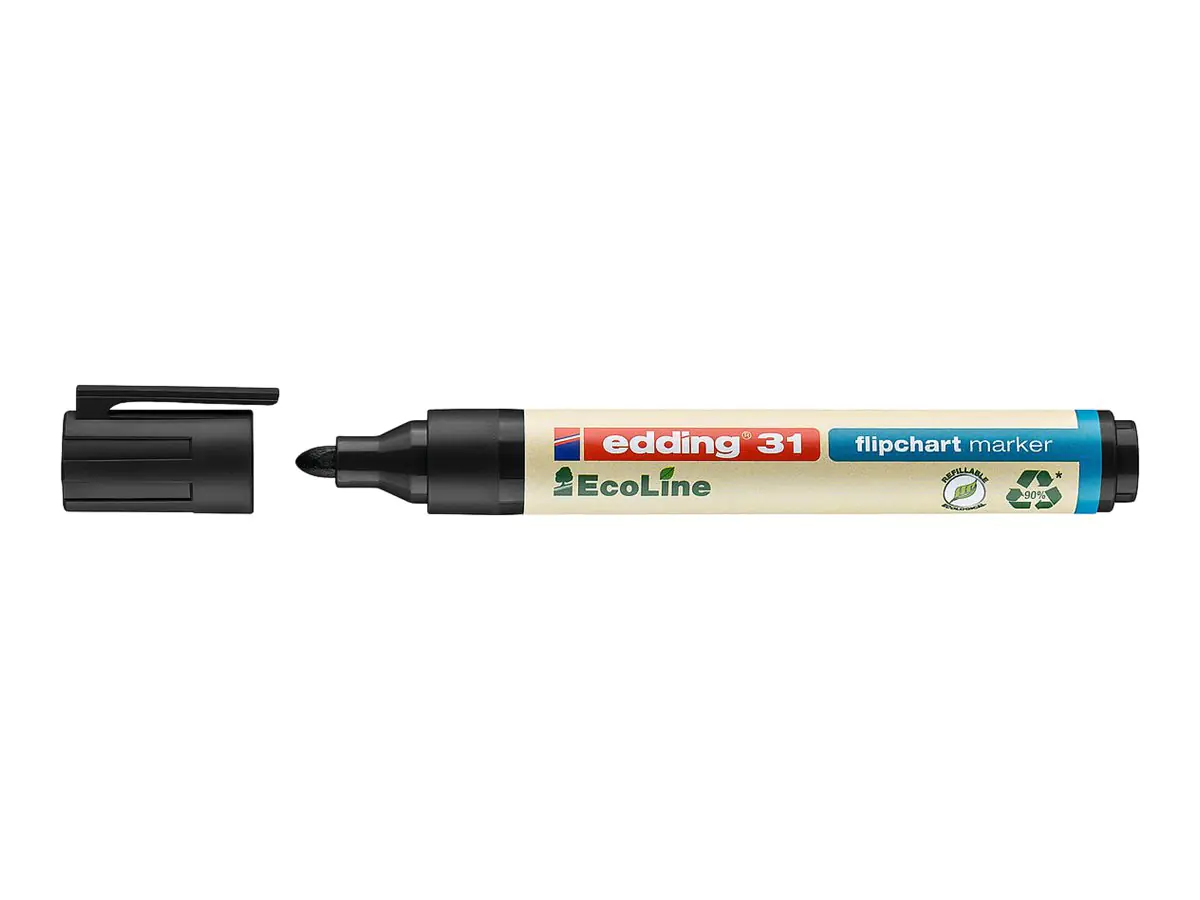 EDDING EcoLine 31 - Marker - für Flipchart - Schwarz, Rot, Blau, Grün - wasserbasierte Tinte - 1.5-3 mm (Packung mit 4) 4-31-4