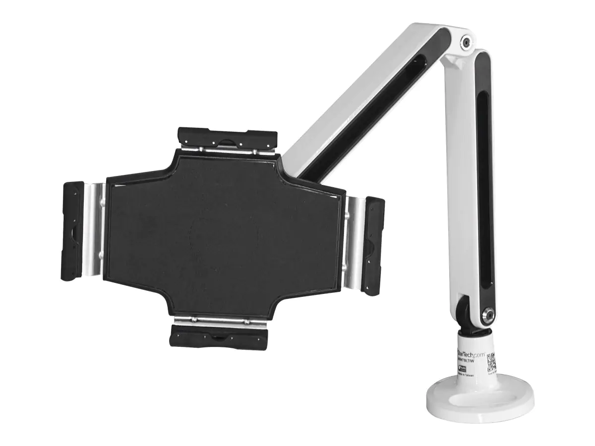 StarTech.com Startech Schreibtisch Tablet Halter - Schwenkbarer Arm - Für iPad und Android - Weiß - Tablethalter - Tablet Halterung - Befestigungskit - einstellbarer Arm - für Tablett - Kunststoff, Stahl - weiß - Bildschirmgröße: 22.9-27.9 cm (9"