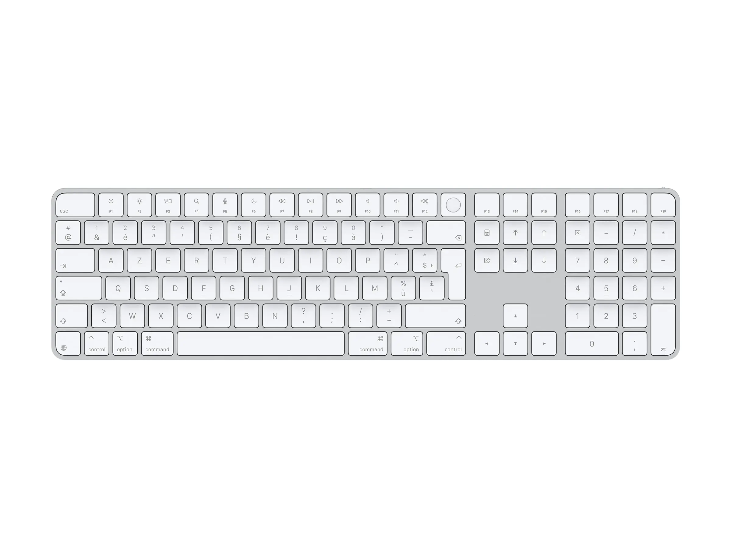 Apple Magic Keyboard with Touch ID and Numeric Keypad - Tastatur - USB-C - kabellos - Bluetooth - AZERTY - Französisch - weiße Tasten