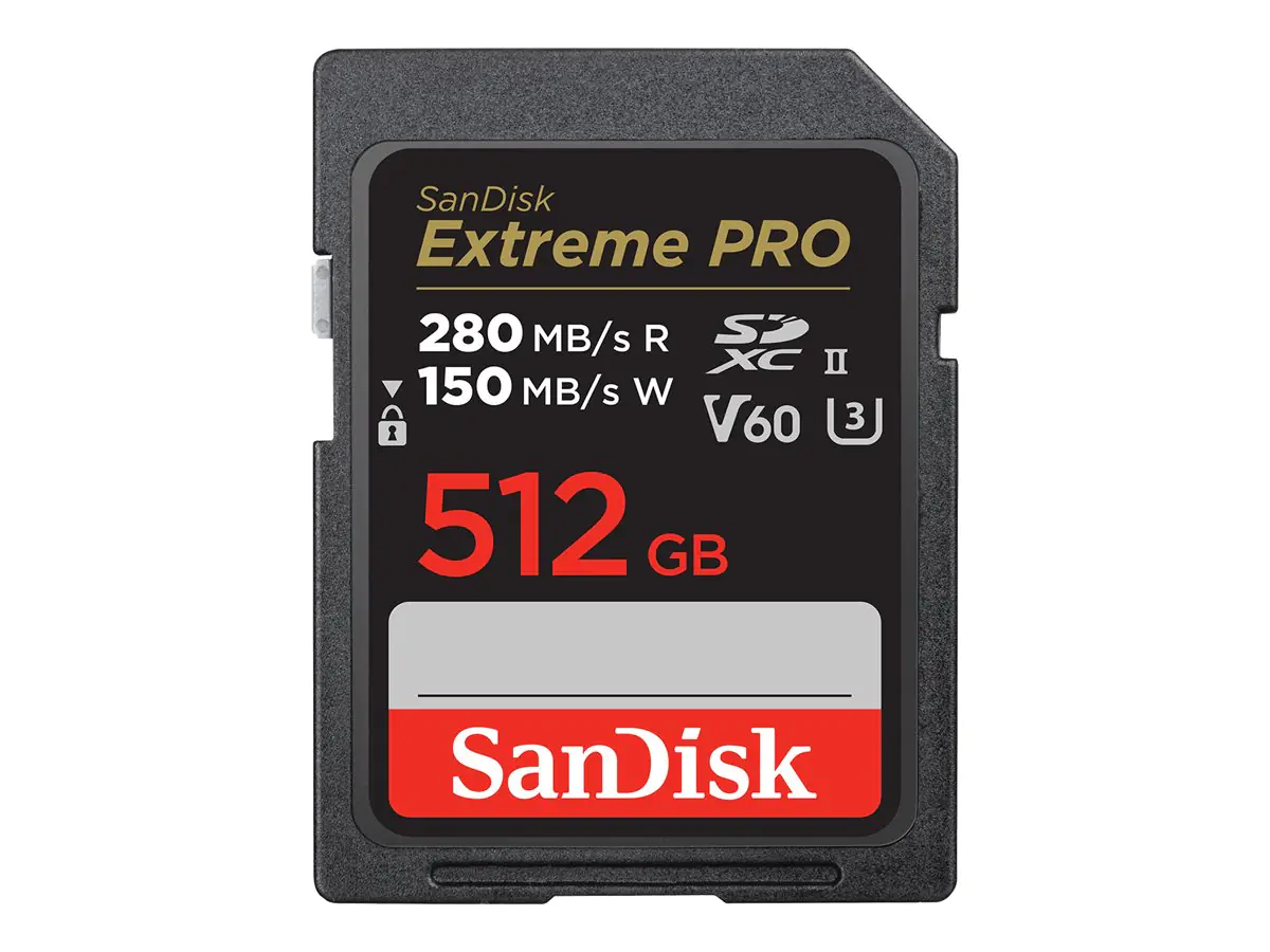 SanDisk Extreme Pro - Flash-Speicherkarte - 512 GB - Video Class V60 / UHS-II U3 / Class10 - SDXC UHS-II SanDisk Extreme Pro - Flash-Speicherkarte - 512 GB - Video Class V60 / UHS-II U3 / Class10 - SDXC UHS-II