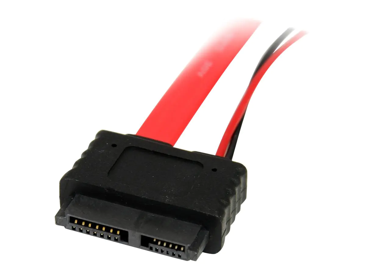 StarTech 30 cm Slimline SATA auf SATA mit LP4-Stromkabel / Adapter / Kombikabel - SATA-Kabel - Serial ATA 150/300/600 - Slimline SATA (W) zu SATA, 4-Pin interner Netzanschluss (12 V) - 30 cm - Rot