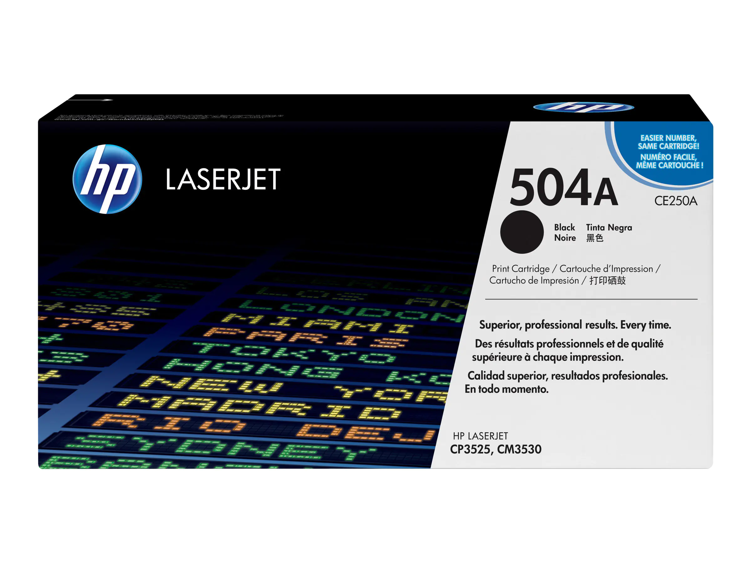 HP 504A - Schwarz - original - LaserJet - Tonerpatrone (CE250A) - für Color LaserJet CM3530 MFP, CM3530fs MFP, CP3525, CP3525dn, CP3525n, CP3525x