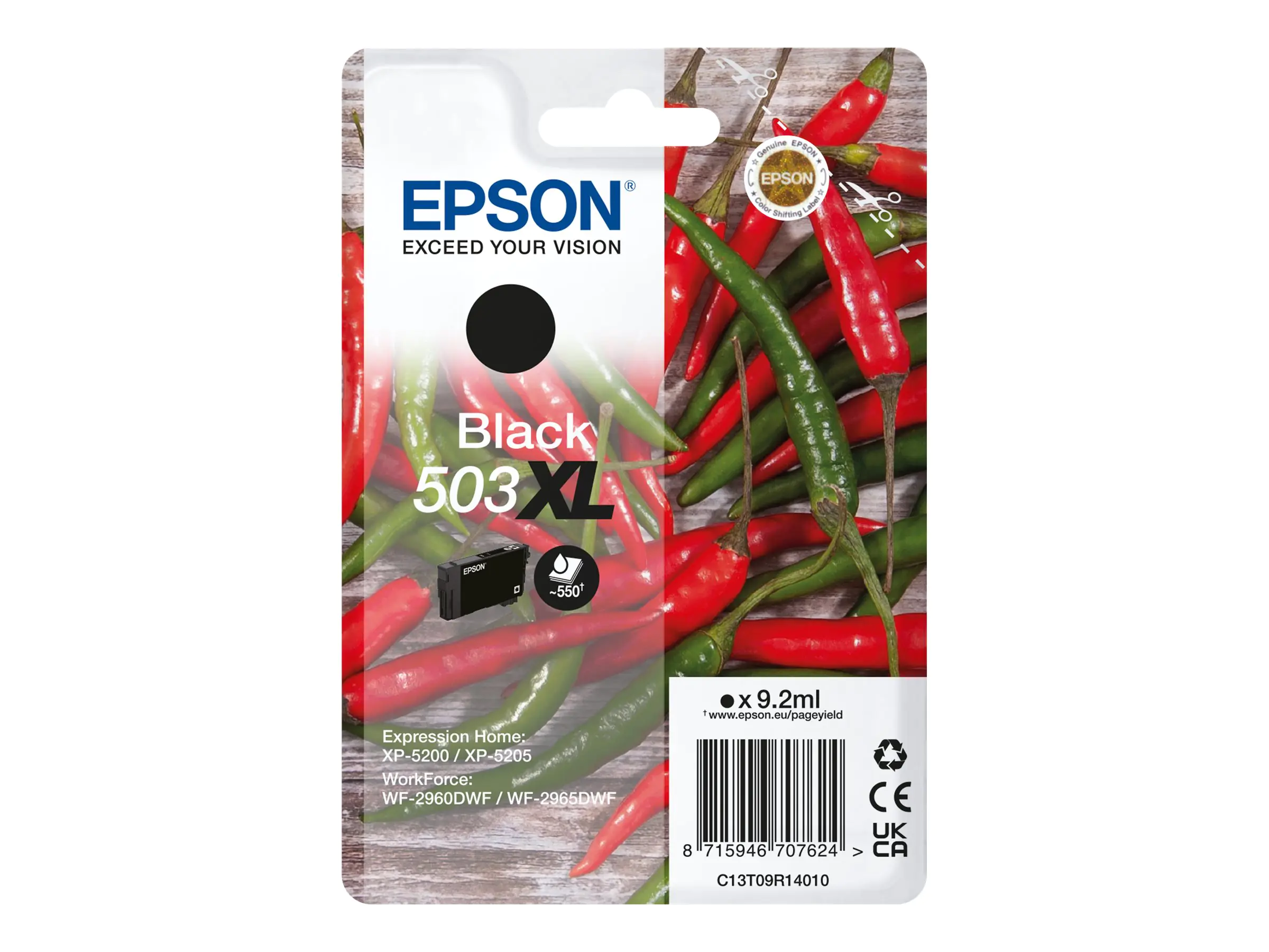 Epson 503XL Singlepack - 9.2 ml - XL - Schwarz - original - Blisterverpackung - Tintenpatrone - für WorkForce WF-2960
