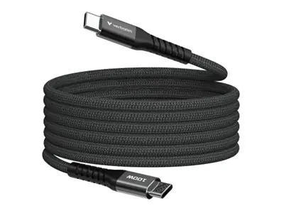 Verbatim Sync and Charge - USB-C / Netzkabel - 24 pin USB-C (M) zu 24 pin USB-C (M) - 1.2 m - geflochtenes Kabel, Schnellladen bis 100 W, verstärktes Design - Schwarz