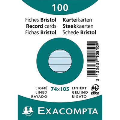 Exacompta Karteikarte 10810SE DIN A7 liniert blau 100 St./Pack. Exacompta Karteikarte 10810SE DIN A7 liniert blau 100 St./Pack.