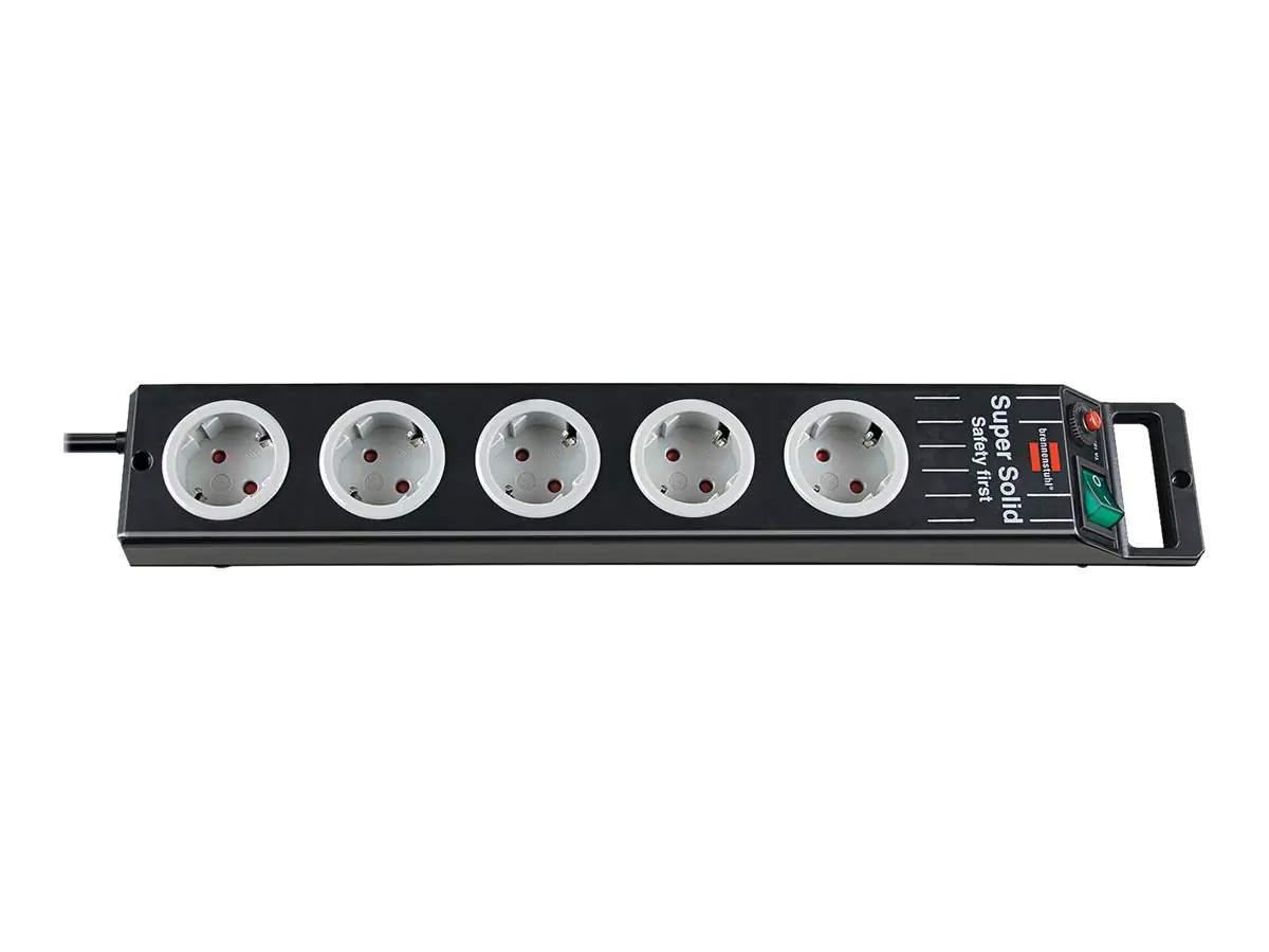 Brennenstuhl Super-Solid Line - Steckdosenleiste - Ausgangsanschlüsse: 5 - 2.5 m Schnur - Schwarz, Hellgrau