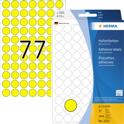 HERMA Markierungspunkt 2231 13mm Papier gelb 2.464 St./Pack. HERMA Markierungspunkt 2231 13mm Papier gelb 2.464 St./Pack.