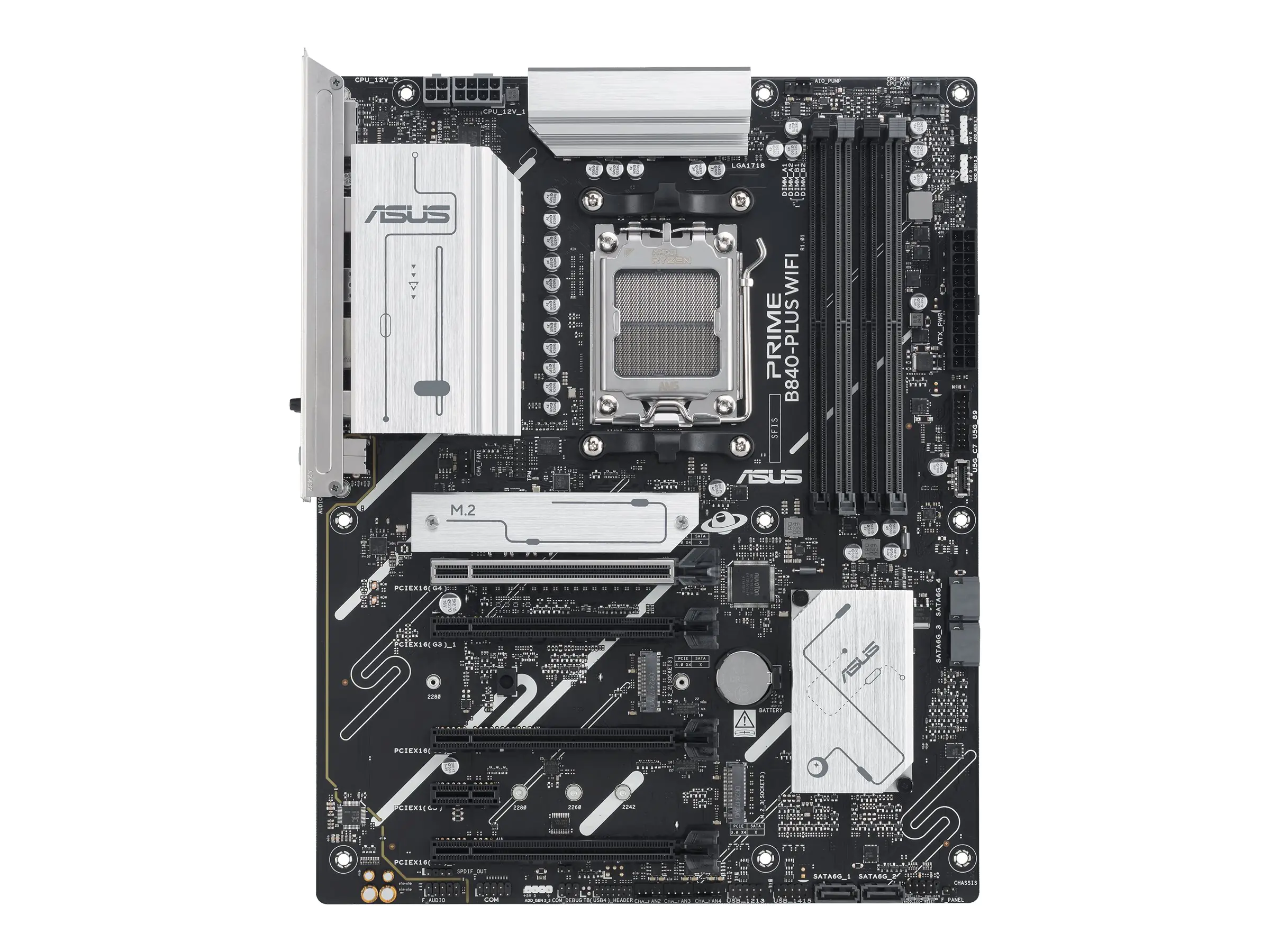 ASUS PRIME B840-PLUS WIFI - Motherboard - ATX - Socket AM5 - AMD B840 Chipsatz - USB-C 3.2 Gen 1, USB 3.2 Gen 1 - 2.5 Gigabit LAN, Bluetooth, Wi-Fi 6E - Onboard-Grafik (CPU erforderlich) - HD Audio (8-Kanal)