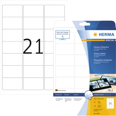 HERMA Etiketten SuperPrint Glossy 4904 63,5x38,1mm ws 525 St./Pack. HERMA Etiketten SuperPrint Glossy 4904 63,5x38,1mm ws 525 St./Pack.