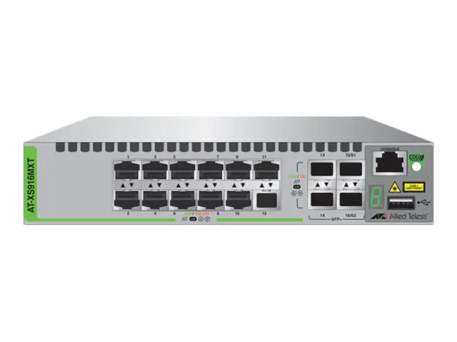 Allied Telesis AT XS916MXT - Switch - L2+ - managed - 12 x 100/1000/10000 + 4 x 10 Gigabit SFP+ - Desktop, an Rack montierbar, wandmontierbar