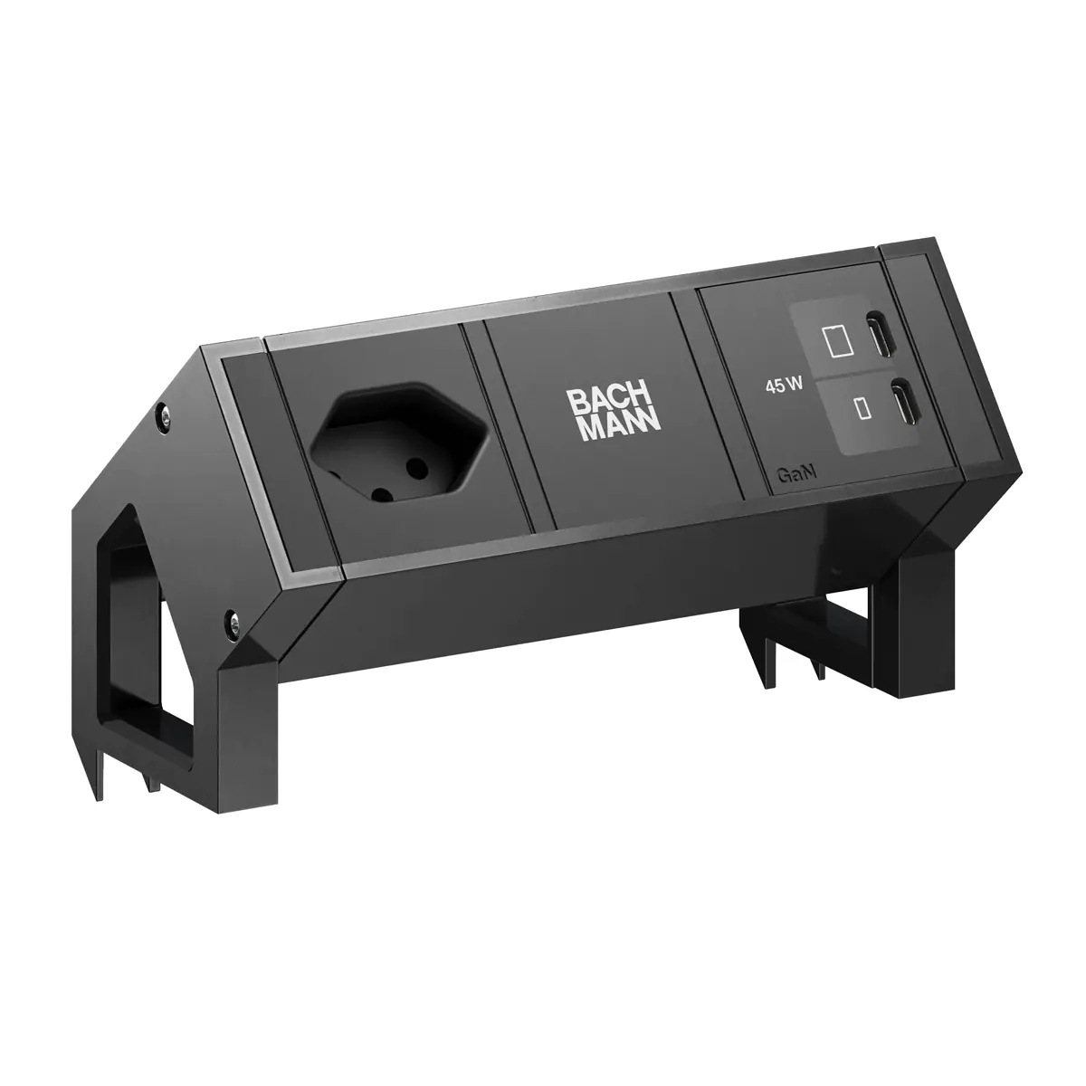 Bachmann DESK2 1xCH 90° 1xUSB C/C 45W RAL9005 - Zubehör Stromversorgung BM0023877
