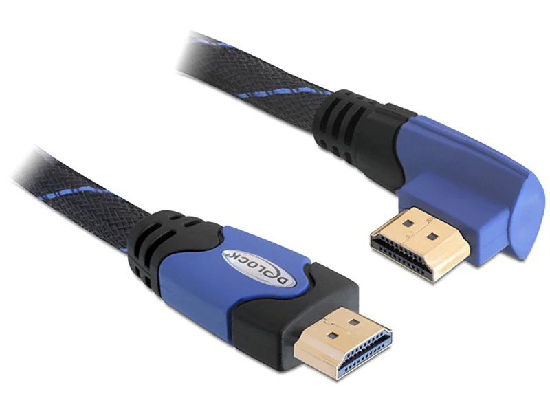 Delock High Speed HDMI with Ethernet - HDMI-Kabel mit Ethernet - HDMI männlich zu HDMI männlich - 2 m - 90° Stecker