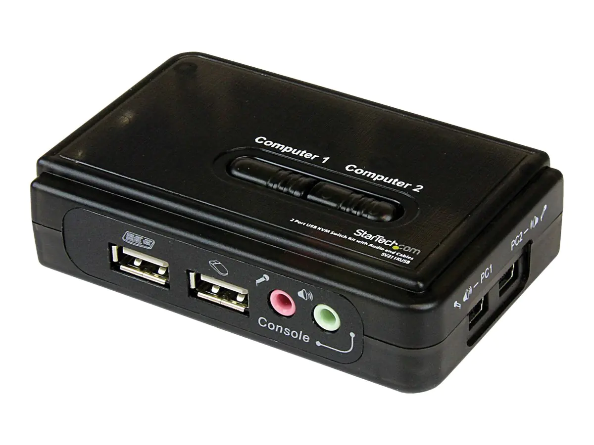 StarTech 2 Port USB KVM Switch Kit mit Audio und Kabeln - 2-fach USB VGA Desktop Umschalter inkl. Kabel - KVM-/Audio-Switch - 2 x KVM/Audio - 1 lokaler Benutzer - Desktop