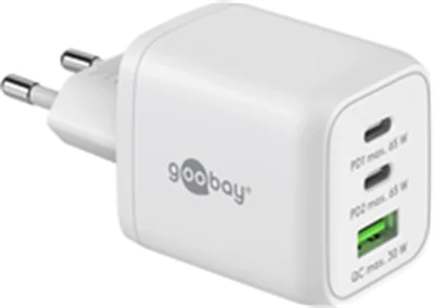Goobay USB-C PD Multiport-Schnellladegerät 65 W weiß 64754 Goobay USB-C PD Multiport-Schnellladegerät 65 W weiß 64754
