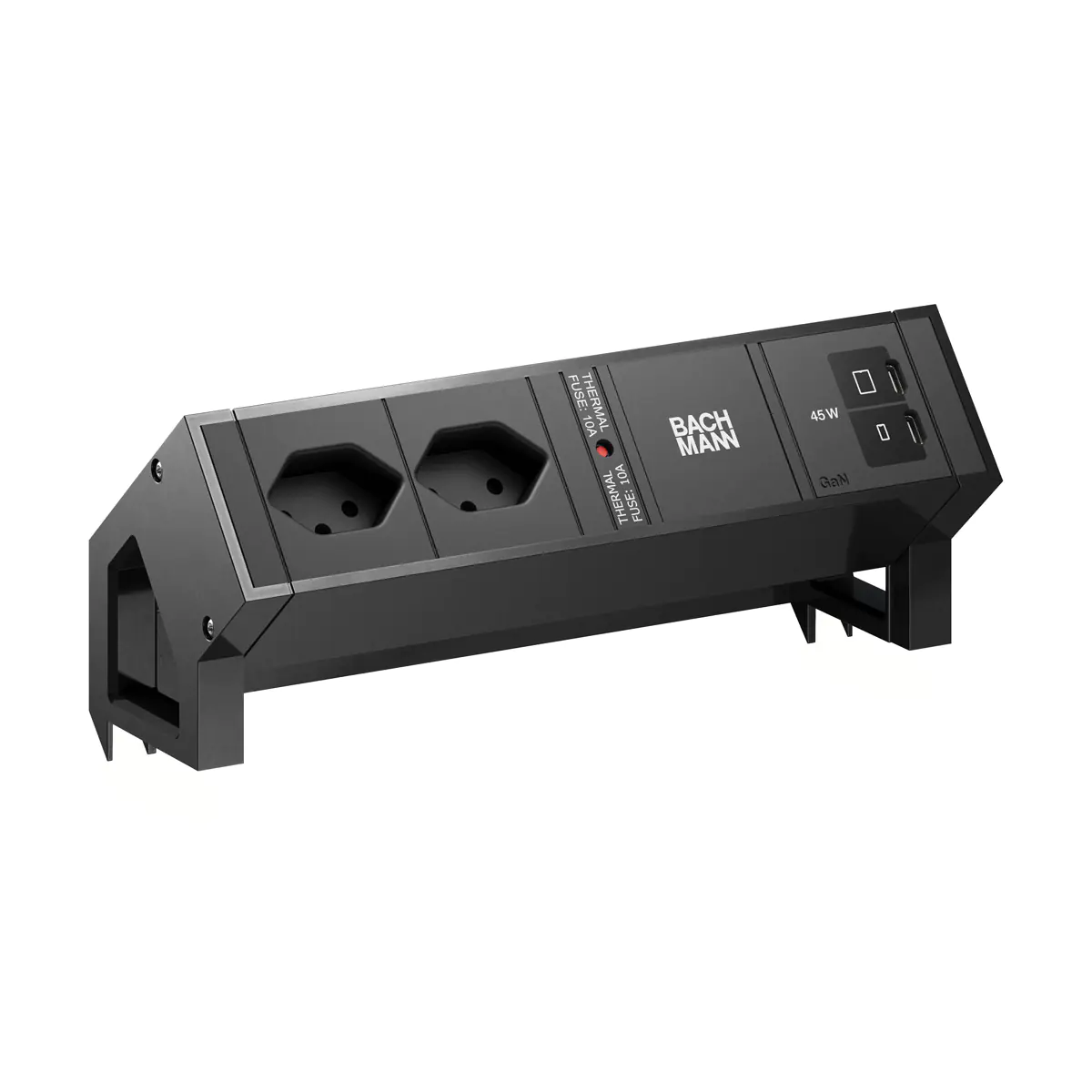 Bachmann DESK2 2xCH 90° 1xUSB C/C 45W RAL9005 schwarz - Zubehör Stromversorgung BM0022097