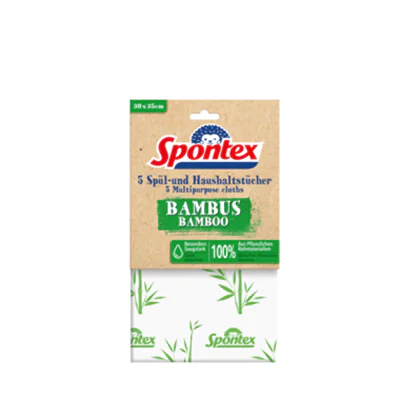 Spontex Spül- und Hauhaltstücher Bambus, Bambusfaser, Grün, Weiß, Handwäsche, 40 °C, 300 mm, 350 mm 19900210