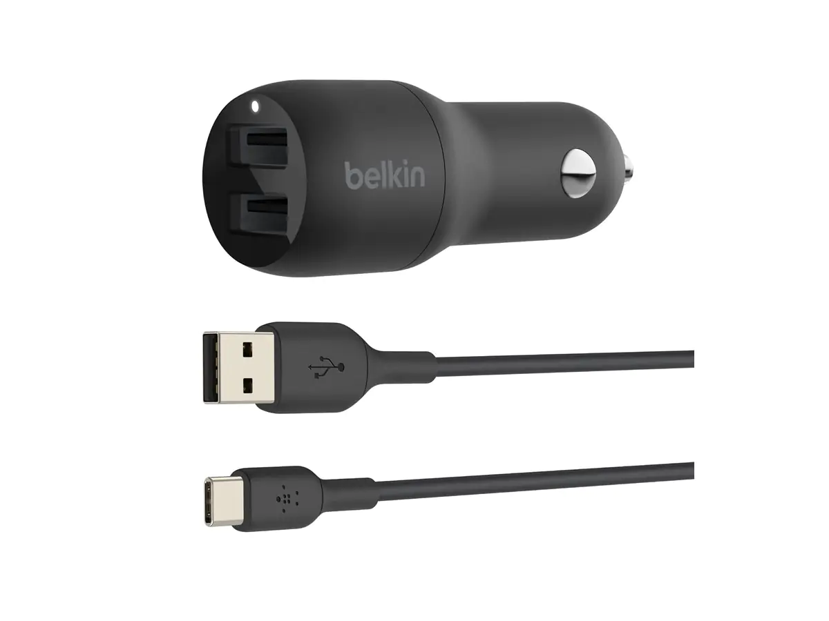 Belkin BoostCharge Dual Charger - Auto-Netzteil - 24 Watt - 4.8 A - 2 Ausgabeanschlussstellen (USB) CCE001BT1MBK