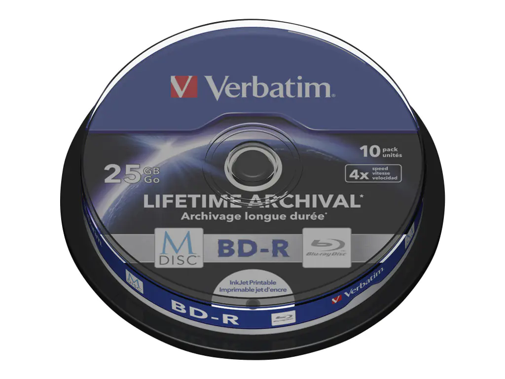 Verbatim M-Disc - 10 x BD-R - 25 GB 4x - mit Tintenstrahldrucker bedruckbare Oberfläche - Spindel