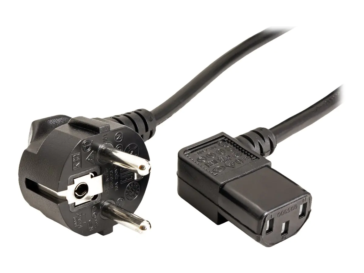 Roline - Stromkabel - CEE 7/7 (M) zu IEC 60320 C13 - Wechselstrom 250 V - 10 A - 1.8 m - 90° Stecker - Schwarz