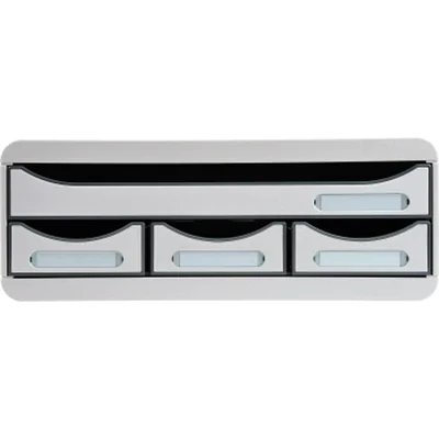Exacompta Schubladenbox TOOLBOX Mini 4 Schubladen DIN A4 quer Polystyrol Gehäusefarbe: lichtgrau Farbe der Schublade: lichtgrau