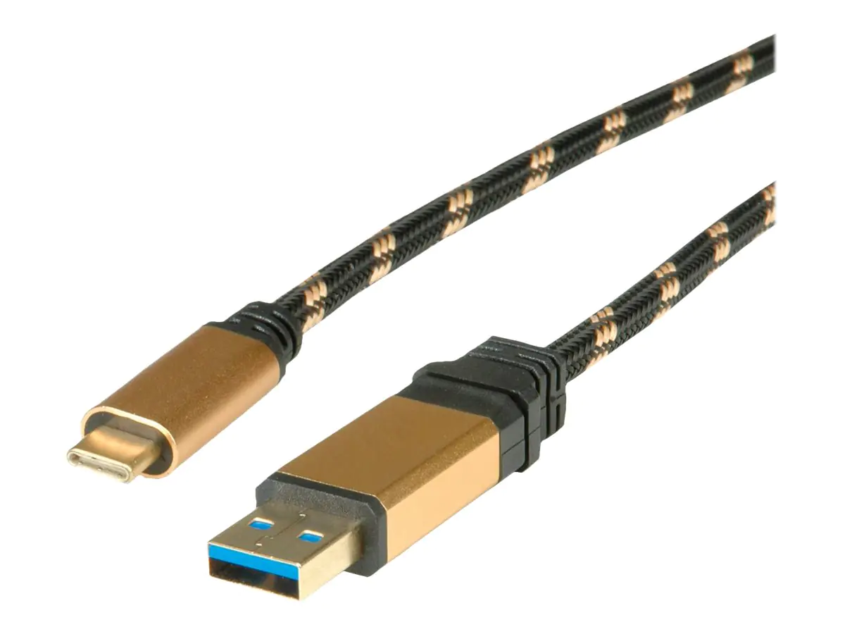 Roline Gold - USB-Kabel - USB Typ A (M) bis USB-C (M) - USB 3.1 - 5 V - 900 mA - 50 cm - Schwarz/Gold