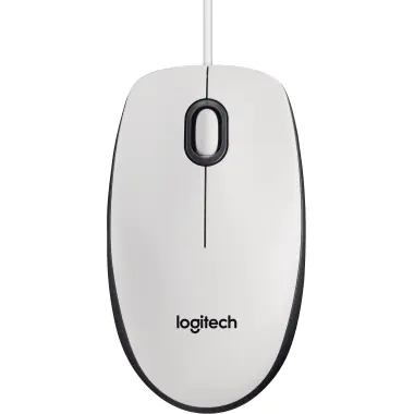 Logitech M100 - Maus - rechts- und linkshändig - optisch - 3 Tasten - kabelgebunden - USB - weiß