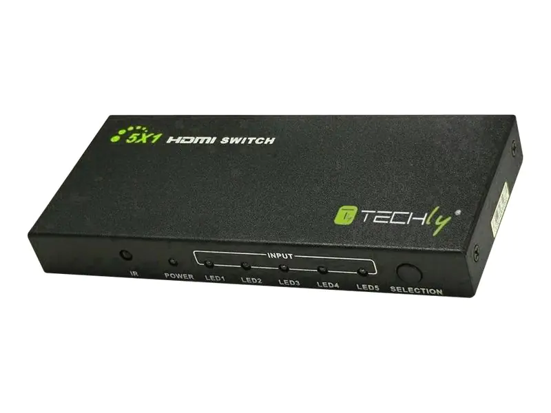 Techly 5 IN 1 OUT HDMI Switch with Remote Control, 4Kx2K, 3D - Video/Audio-Schalter - 5 x HDMI - Desktop