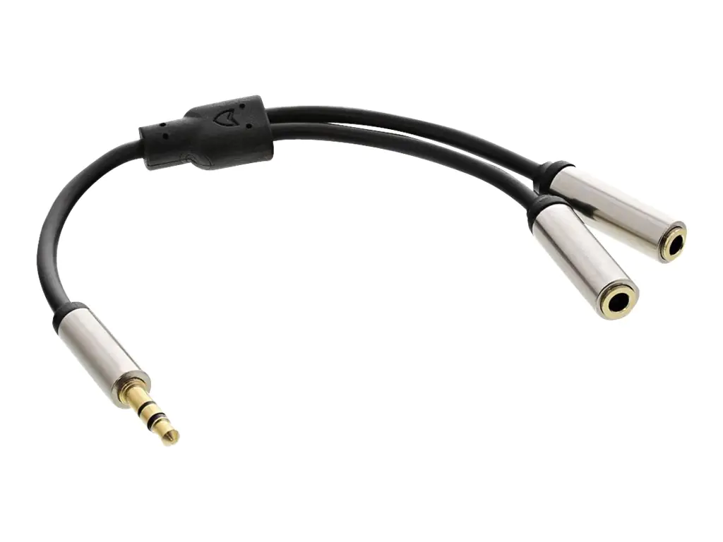 InLine Slim - Audio-Splitter - mini-phone stereo 3.5 mm männlich zu mini-phone stereo 3.5 mm weiblich - 15 cm - Schwarz InLine Slim - Audio-Splitter - mini-phone stereo 3.5 mm männlich zu mini-phone stereo 3.5 mm weiblich - 15 cm - Schwarz