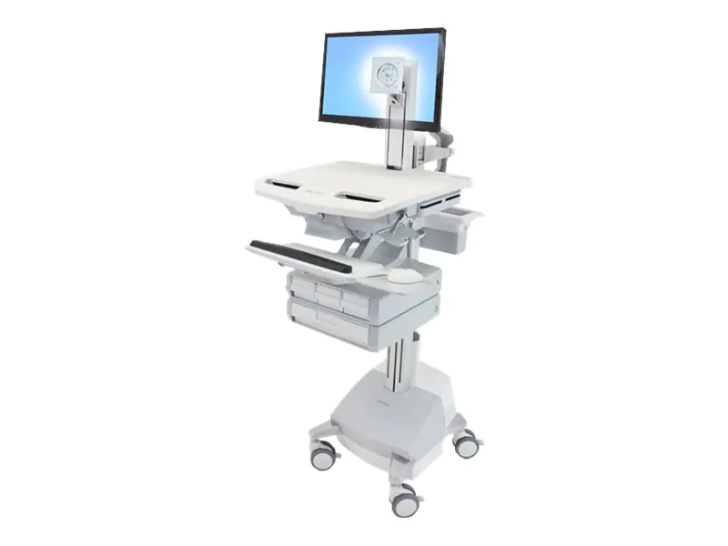 Ergotron Wagen - für LCD-Display / PC-Ausrüstung - medizinisch - Aluminium, verzinker Stahl, hochwertiger Kunststoff - Grau, weiß, Polished Aluminum - Bildschirmgröße: bis zu 61 cm (bis zu 24 Zoll) SV44-1341-2