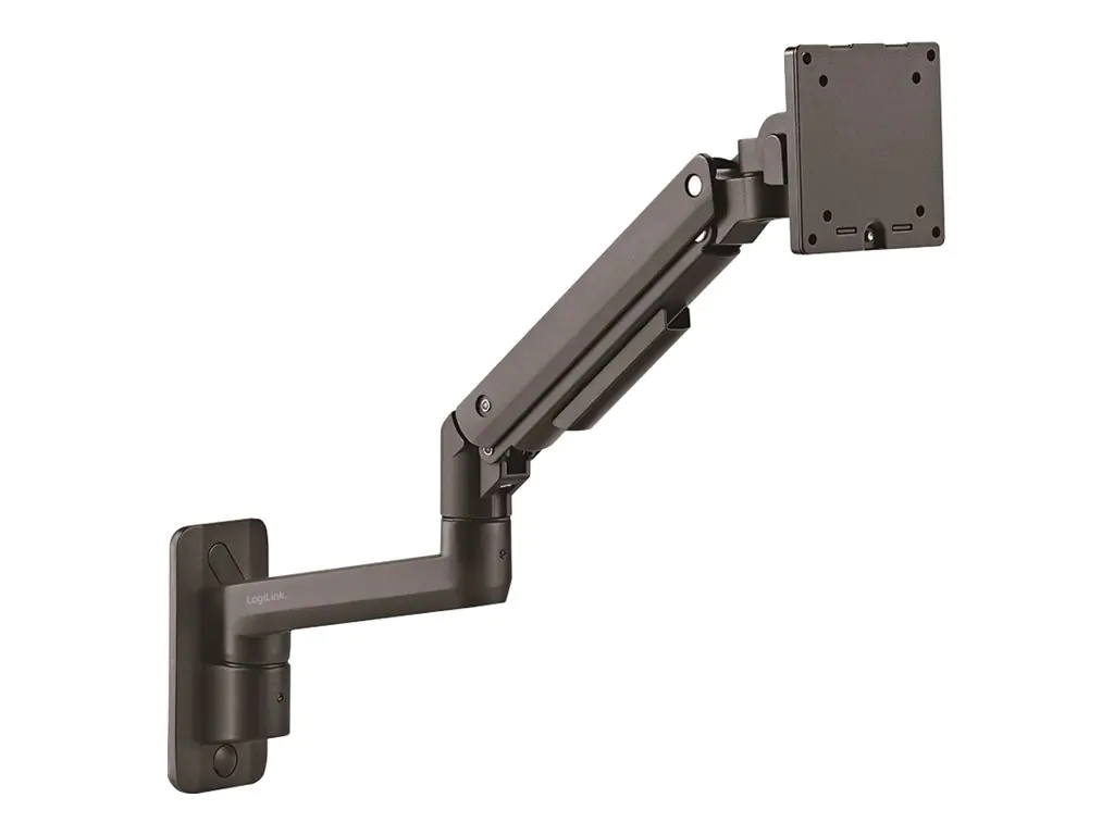 LogiLink - Befestigungskit (Wandmontage) - einstellbarer Arm - für LCD-Display / Curved LCD-Display - Gasdruckfeder - Aluminium, Kunststoff, Stahl - Schwarz - Bildschirmgröße: 43.18-124.5 cm (17"-49")