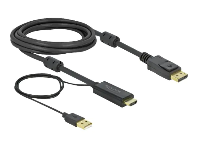 Delock - Video- / Audiokabel - HDMI, USB (nur Strom) männlich zu DisplayPort männlich - 3 m - Dreifachisolierung - Schwarz - 4K Unterstützung