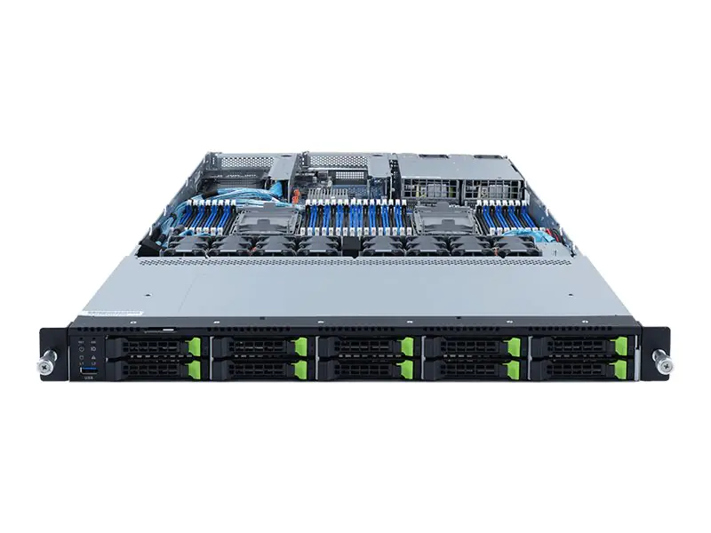 Gigabyte R182-NA0 (rev. 100) - Server - Rack-Montage - 1U - zweiweg - keine CPU - RAM 0 GB - SATA - Hot-Swap 6.4 cm (2.5") Schacht/Schächte - keine HDD - AST2500 - GigE - kein Betriebssystem - Monitor: keiner