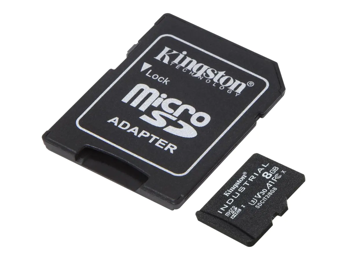 Kingston Industrial - Flash-Speicherkarte (microSDHC/SD-Adapter inbegriffen) - 8 GB - A1 / Video Class V30 / UHS-I U3 / Class10 - microSDHC UHS-I