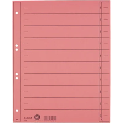 Leitz Trennblatt DIN A4, Überbreite Manilakarton, recycelt rot schwarz 100 St./Pack. Leitz Trennblatt DIN A4, Überbreite Manilakarton, recycelt rot schwarz 100 St./Pack.